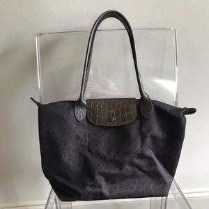 Longchamp Medium le Pliage Brown Ostrich